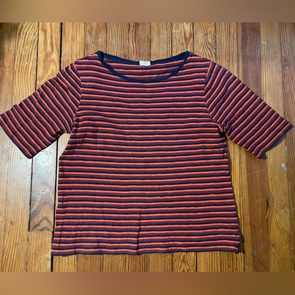 Toast UK Striped cotton ringer tee